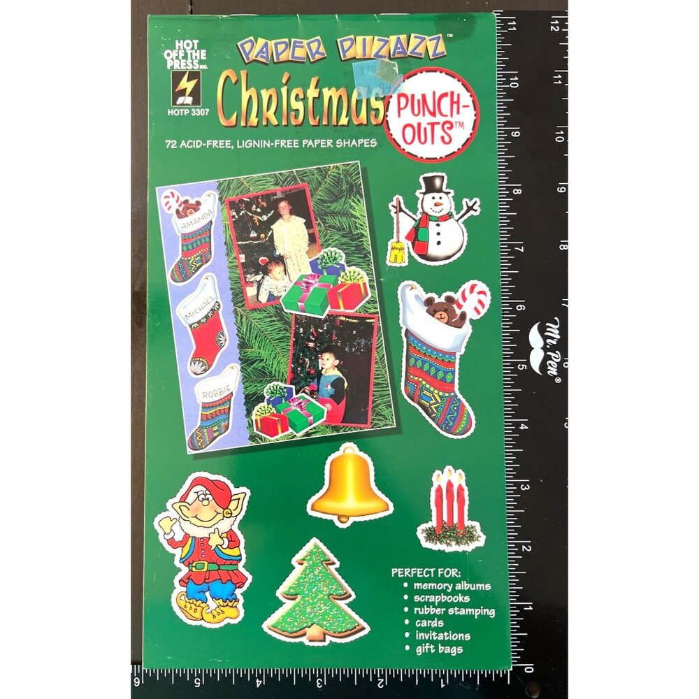 Christmas Paper Pizazz Punch-Outs 72 Acid-Free Lignin-Free Paper Shapes Craft Ki